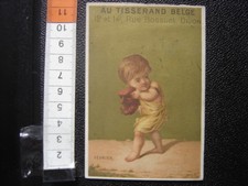 Chromo ancienne DIJON Tisserand Belge chemises linge toiles CALENDRIER CHASSE