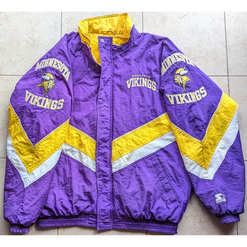 Minnesota Vikings 90s STARTER puffer DUNGY jacket XL purple gold NFL Pro vintage - Picture 3 of 8