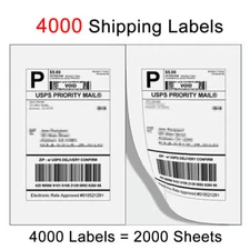 4000 Labels Premium 8.5"x5.5" Half Sheet Address Shipping Labels Self Adhesive