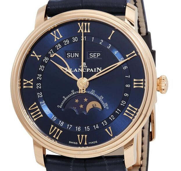 Blancpain Villeret Red Gold Moonphase Blue Dial 40mm 6654-3640-55B