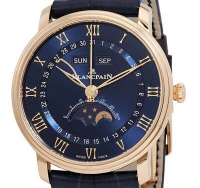 Blancpain Villeret Red Gold Moonphase Blue Dial 40mm 6654-3640-55B