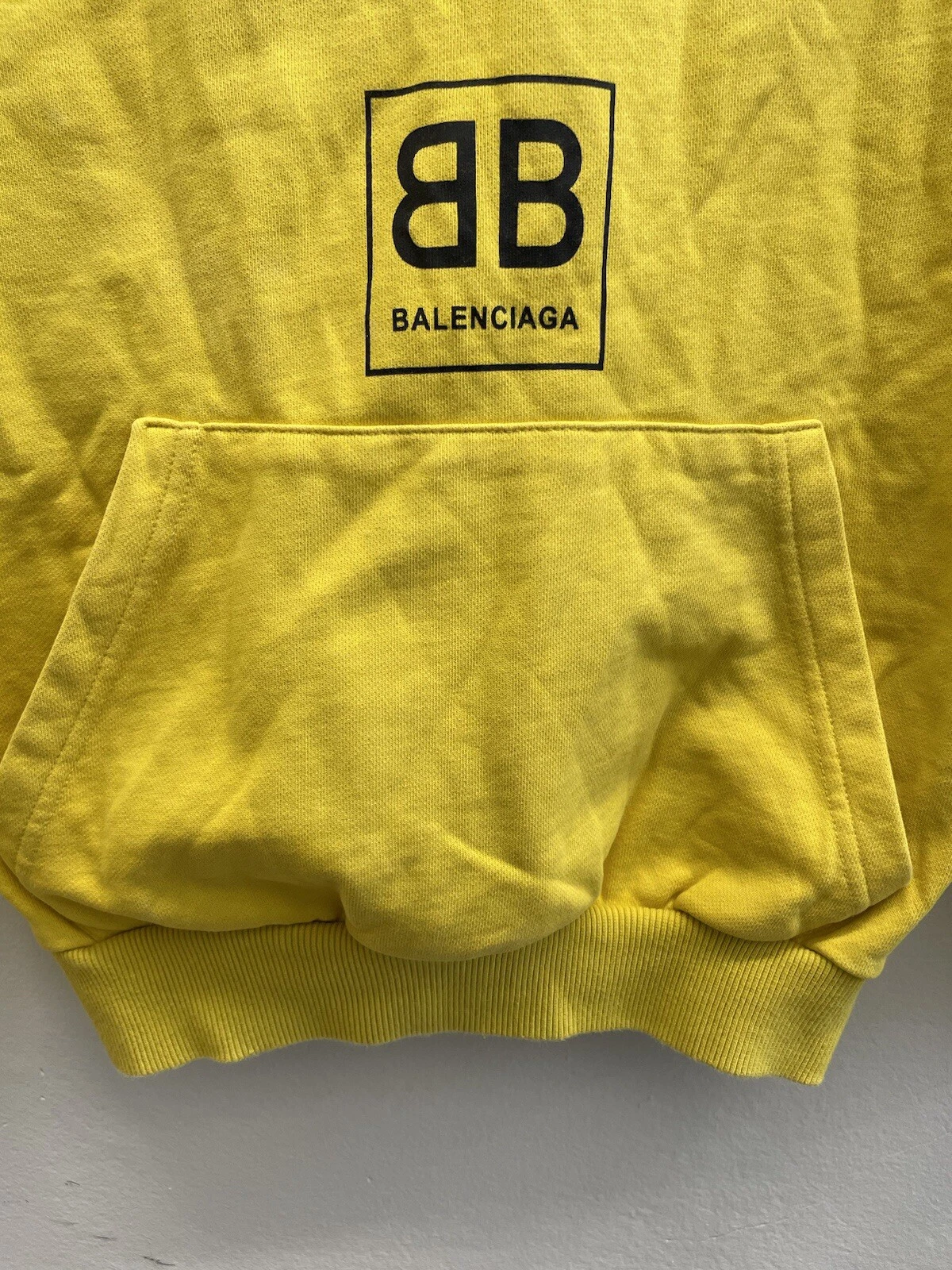 Autentica felpa con cappuccio BALENCIAGA UOMO cotone giallo "Il potere dei sogni" taglia XS
