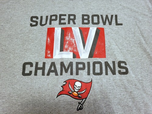 Tampa Bay Buccaneers T Shirt Large Super Bowl LV Champions Cotton Gray Size L - Picture 3 of 9