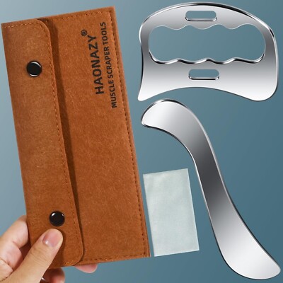 Gua Sha Massage Tool 2 in 1 Stainless Steel GuaSha Scraping Massage IASTM Too...