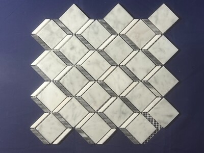 CA11 White/Grey Diamond/Chain Marble Mosaic Tile Kitchen Bathroom Polished 7 pcs