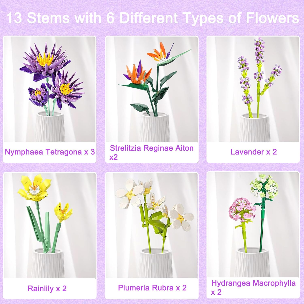 lego Flower Bouquet Building Set - 13 Artificial Flowers