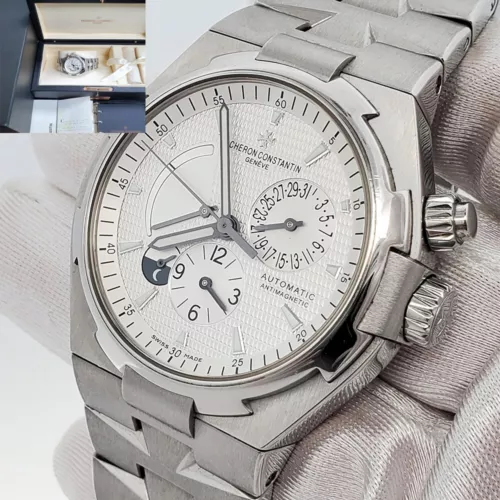 Vacheron Constantin Overseas Dual Time 42mm Steel Watch 47450 Box Papers