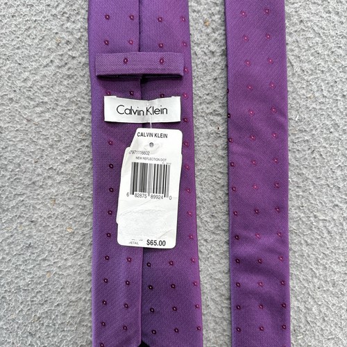 Calvin Klein Men's Neck Tie Purple Reflection Micro Solid Pattern MSRP $65.00 - Picture 6 of 7