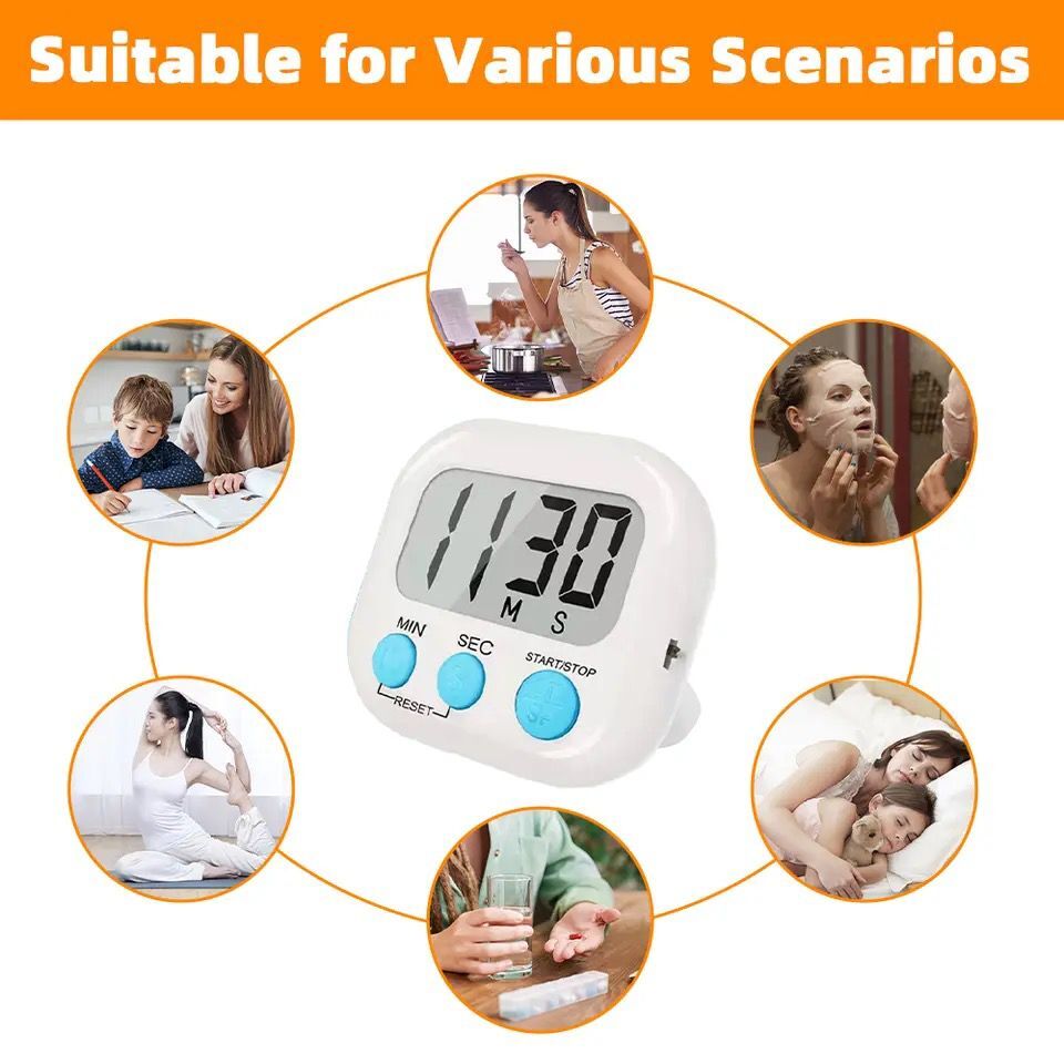 Digital Large Clock Kitchen Cooking Timer Count-Down Up Loud LCD Alarm ...