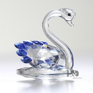Blue-Art-Glass-Swan-Figurine-Paperweight-Table-Centerpiece-Gift-Ornament-Craft