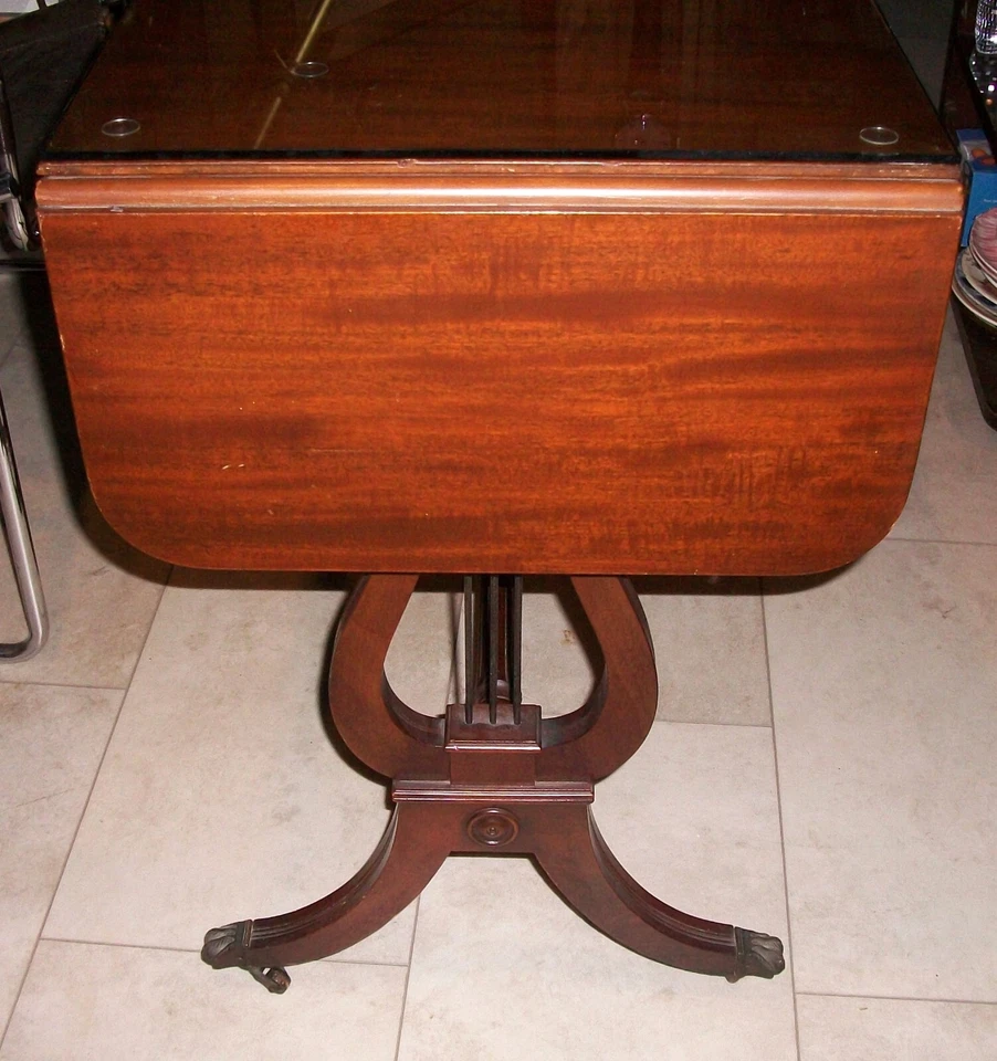 Mesa vintage Regency caoba lira/arpa hoja caída-hathaway's, Nueva York-años 30 Foto 3 de 4