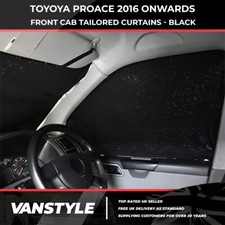 FITS TOYOTA PROACE 2016-  BLACK TAILORED VAN CAB WINDSCREEN SIDE CURTAIN BLINDS