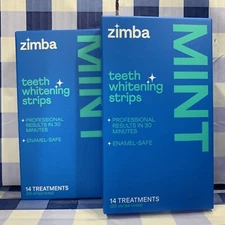 2 Pack Of Zimba Teeth Whitening Strips Mint (28 Strips 14-Day Treatment X Box)