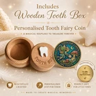 Personalised Tooth Fairy Coin With Wooden Tooth Box Child Keepsake Gift