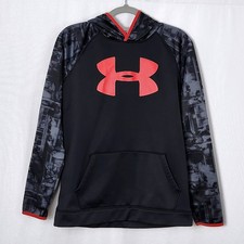 Under Armour Cold Gear Logo Hoodie Youth XL Black Red Athletic Pullover