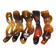 4pcs Assorted Large Banana Hair Clips - 100mm Coffee Plastic Clamp Grip