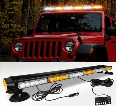 Amber/White 80 LED Emergency Light Bar Rooftop Double Side Strobe Warning Light