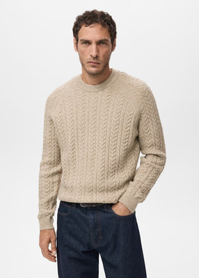 NEW MANGO Braided knitted sweater MENS Medium Brown SIZE M/ 100%AUTHENTIC