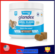 Vetnique Labs Glandex Anal Gland Soft Chews for Dogs,Peanut Butter Flavor,60Ct