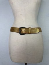 Express Women s Gold Distressed Leather Belt Size S, western, boho-chic, casual