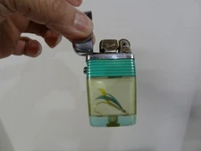 Vintage Scripto Clear VU Cigarrett Lighter Fly Fishing Lure Chrome Aqua Green