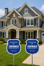 Brinks Security Yard Signs (2-Pack) Blue Safe Home + 8 Decal Stickers
