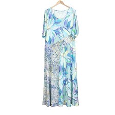 Soft Surroundings Stella Dress Painterly Blue Half Sleeve Maxi Size XL