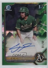 2022 Bowman Chrome Prospect Green Atomic Refractor 91/99 CJ Rodriguez Auto h7i