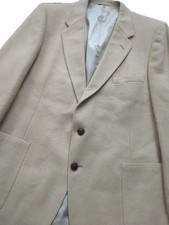 Vintage Lanvin 100 Camel Hair 2 Button Mens Beige Blazer Union Made USA Sz 46L