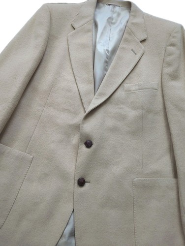 Lanvin, Vintage Lanvin 100% Camel Hair 2 Button Mens Beige Blazer Union Made USA Sz 46L