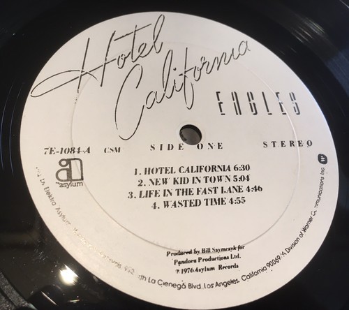 RAR! White Label EAGLES Hotel California 1976 US Vinyl LP Play Tested Promo ?