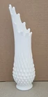 Vintage Fenton White Milk Glass Hobnail Stretch Vase With Fingers 11.5 Inches