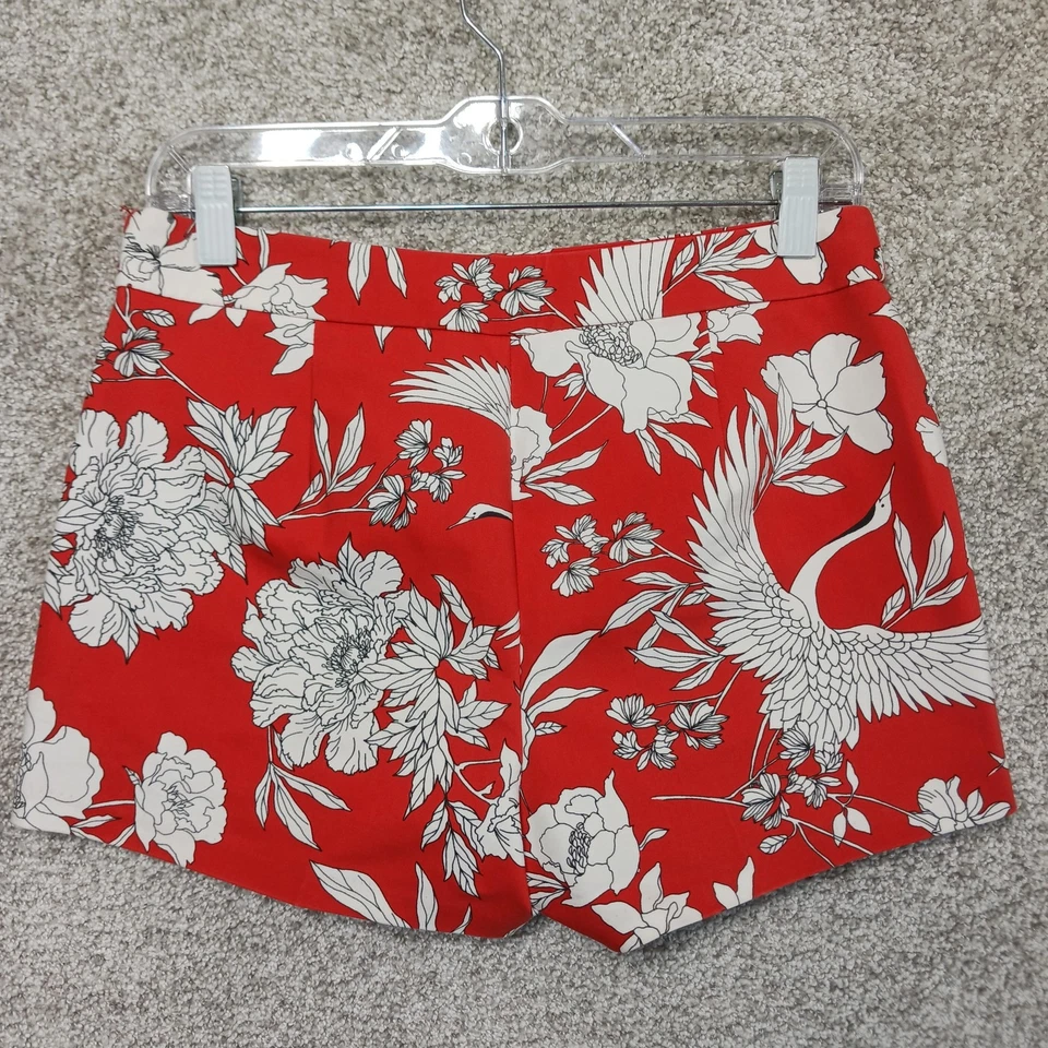 Pantalones Cortos Express Para Mujer 6 Rojo Blanco Estampado Floral Grúa Tiro Medio Pantalones Cortos Verano Foto 3 de 4