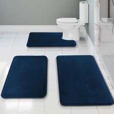 3 Piece Bathroom Rugs Bath Mat Set, Velvet Memory Foam Bath Mats for Bathroom -