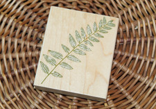 Red Rubber Stamp Wood Mounted NATURE Leaf Leaves FOREST WOODS Fern Cabin EUC