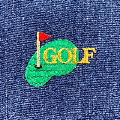 Golf Applique Patch - Embroidered Putting Green Flag Badge 2.75'' (Iron On)