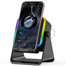 Wireless Induction/Bluetooth Speaker 5-In-1, Phone Stand for IPhone/Android BLK