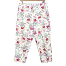 Vintage 90s Laura Ashley White Floral Print Capri Pants 12