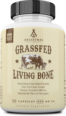Ancestral Supplements Grass Fed Beef Living Bone Supplement, Bone Meal Capsules