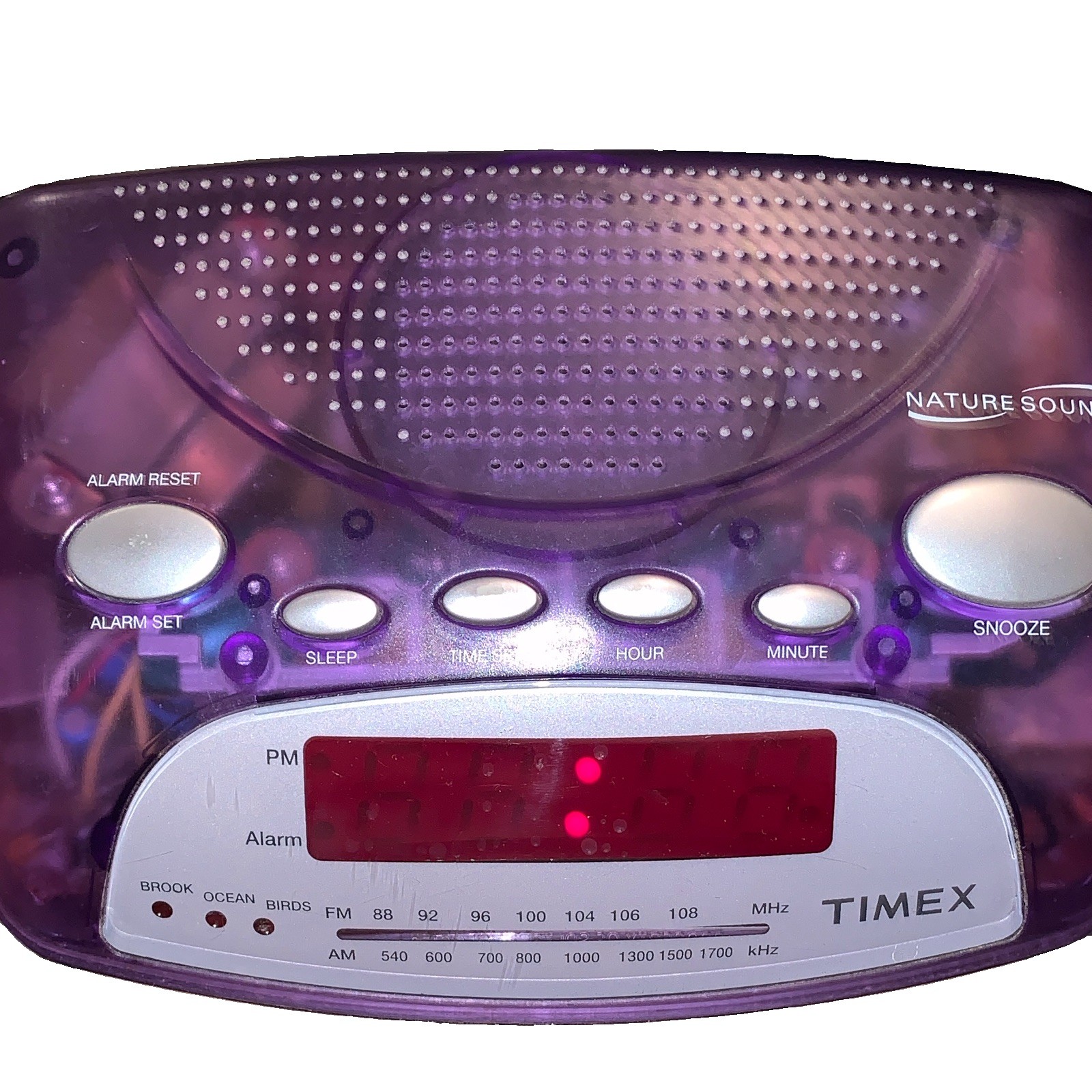 Timex T235P Purple Digital Clock Radio AM/FM Nature Sounds Alarm Snooze