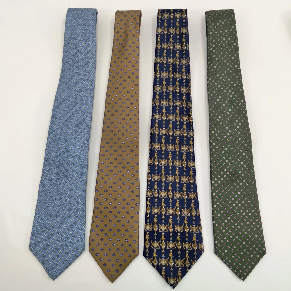 Christian Dior & more 100% Silk Men’s Neckties, lot of 10 Green, Blue & Red - Image 2 of 4