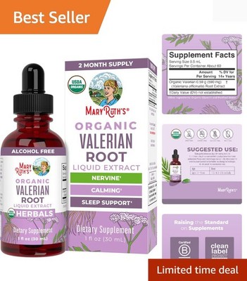 USDA Organic Valerian Root Drops | Stress Relief & Sleep Aid | 60 Servings