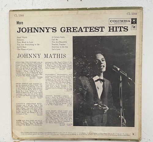 Johnny Mathis More Johnnys Greatest Hits Vintage Vinyl Record LP Mono Album - Picture 2 of 4
