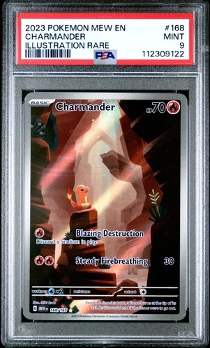2023 POKEMON MEW EN-151 ILLUSTRATION RARE #168 CHARMANDER PSA 9