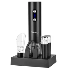 Electric Opener Set With Base, Accessories Including Rechargeable Corkscrew, ...