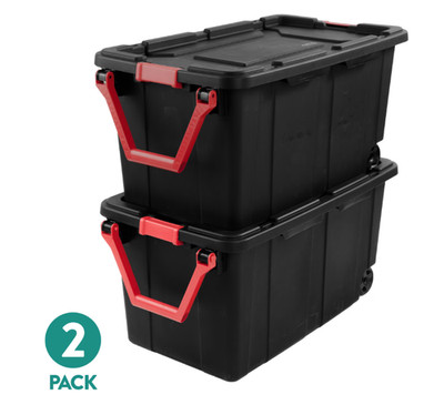 Sterilite Extra-Large Wheeled Industrial Storage Bin, 40 Gallon,2 Pack