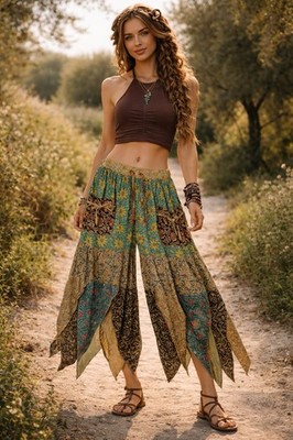 Hippie Forever Handmade Patchwork Handkerchief Pants Women SZ OS Enchanted Fairy