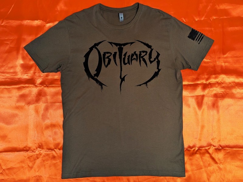 BNWOT OBITUARY LOGO T-Shirt Size Large ARMY GREEN ***MEGA*RARE***