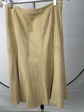 Talbots A-Line Midi Skirt Women s Sz 8 Stretch Beige/Camel Polyester