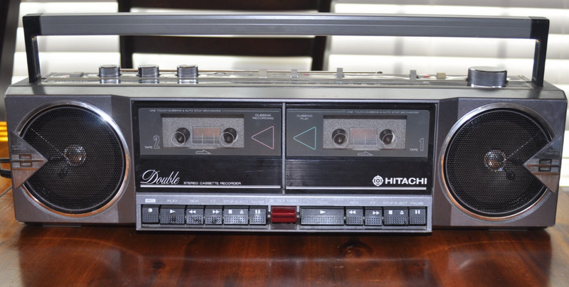 Hitachi TRK‑W4H Vintage Boombox–Radio & Deck A Working–Deck B Needs Repair